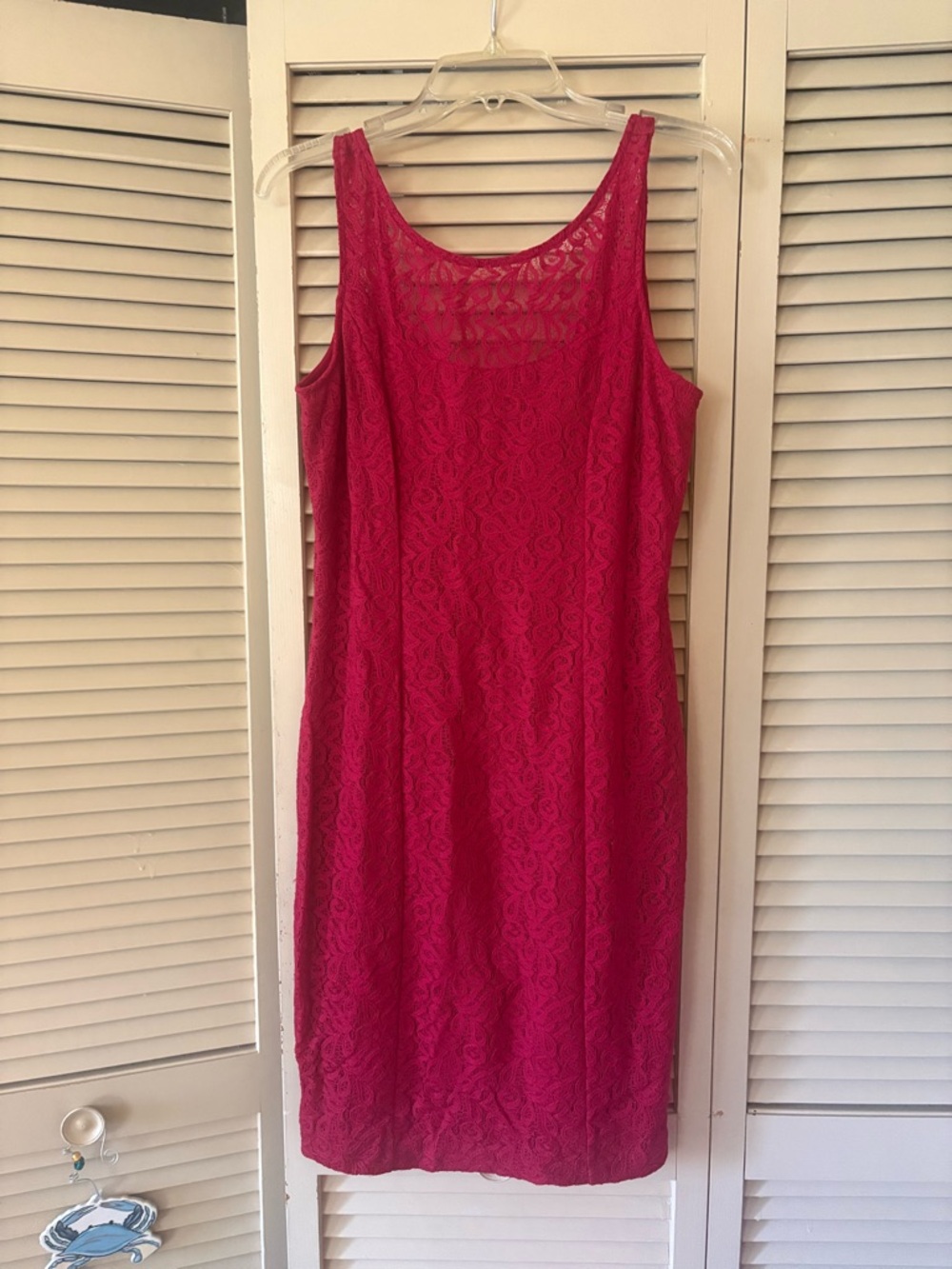 White House Black Market Cherry Red Lace Midi Dress